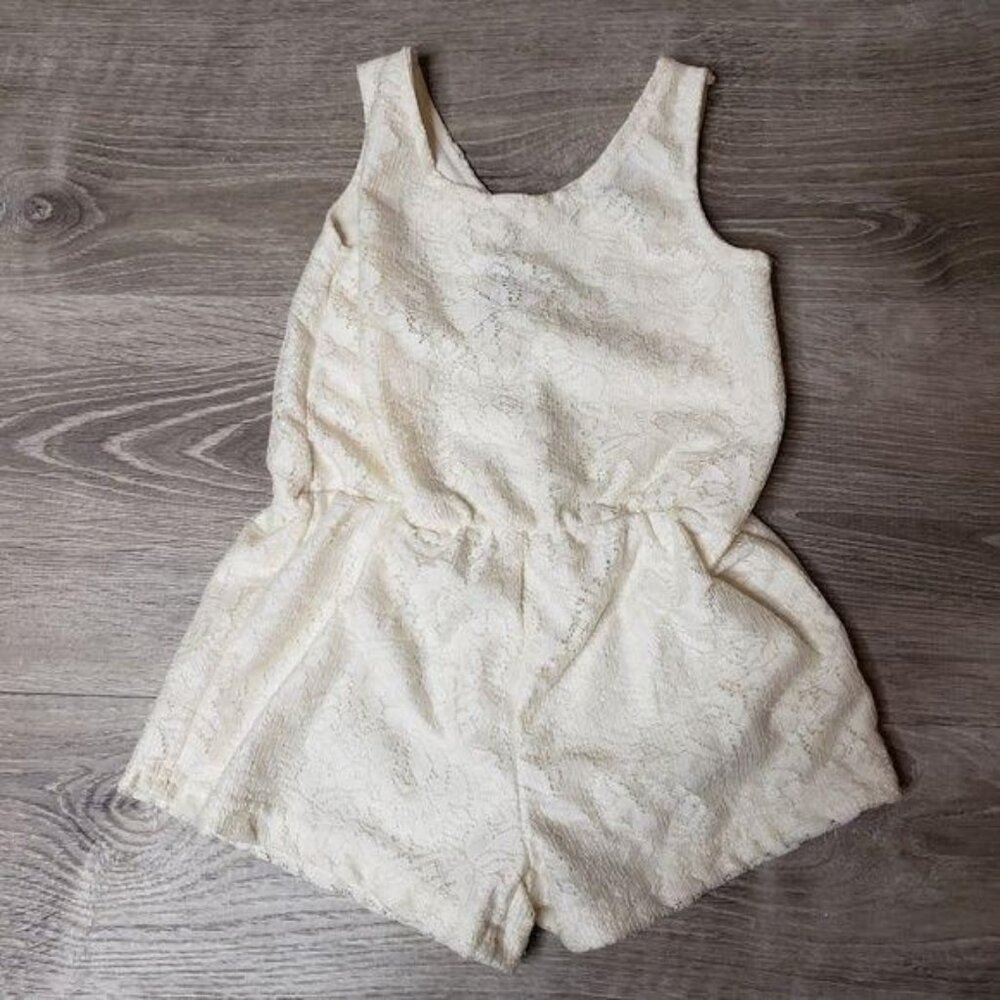 Limited Too Girls white Lace Romper 6X Sleeveless Scoop Neck Back Button Closure - Picture 4 of 4